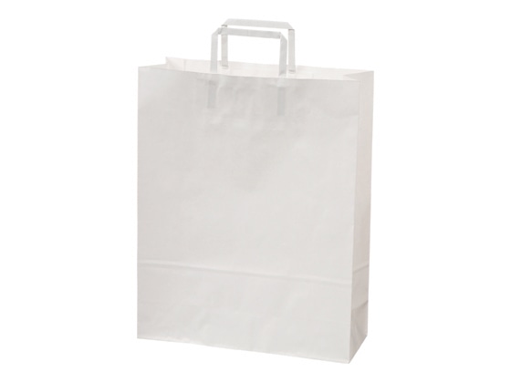 スーパーバッグ 紙手提袋 白無地 平紐L 50枚 1パック（ご注文単位1パック)【直送品】