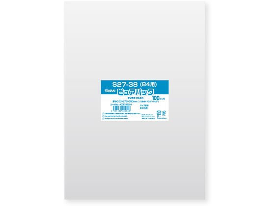 シモジマ ピュアパックS 厚0.03×270×380 B4 100枚 1パック(ご注文単位1パック)【直送品】