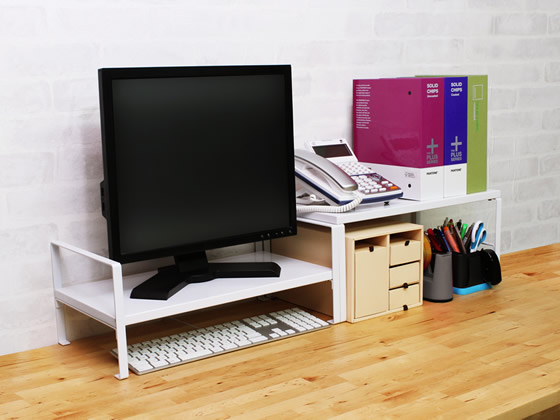 ソニック 机上台 2段階高さ調整付 幅690mm ホワイト DA-5927-W 1台（ご注文単位1台)【直送品】