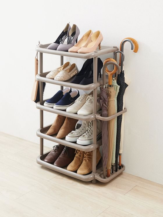 吉川国工業 シューズストレージワイド5段 ブラウン 21928 1台(ご注文単位1台)【直送品】