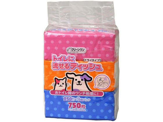 シーズイシハラ クリーンワン流せるティッシュ250枚×3P 50643 1個(ご注文単位1個)【直送品】