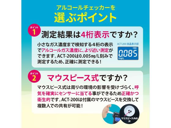 ライノプロダクツ 燃料電池センサー式 アルコールチェッカー ACT-200 1台(ご注文単位1台)【直送品】