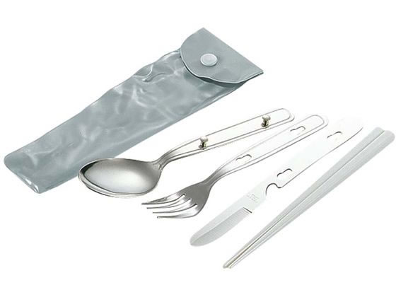 キャプテンスタッグ キャンピングスプーンセット 箸付 ビニールケース付 1個（ご注文単位1個)【直送品】