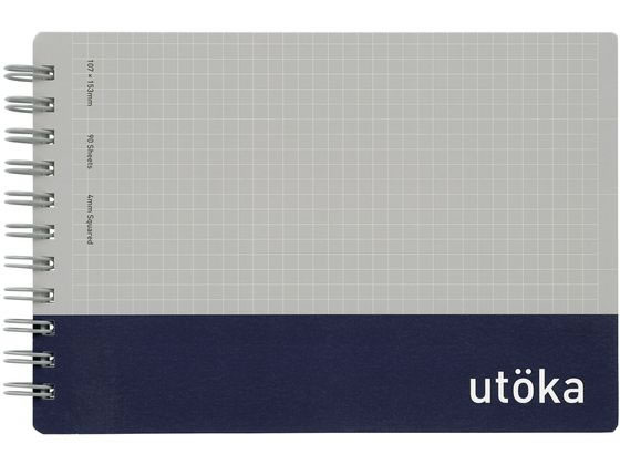マルマン ウトカ リングノート 4mm方眼罫 ポケットサイズ 90枚 ネイビー 1冊(ご注文単位1冊)【直送品】
