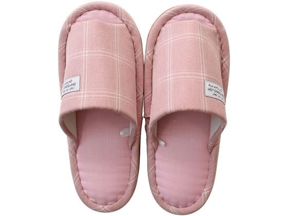 ストロング 洗える チェック スリッパ M ピンク 73-4-247-01 1足(ご注文単位1足)【直送品】