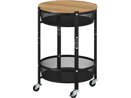 アイリスオーヤマ マルチワゴン 丸型2段 ブラック MUW-R2 1台(ご注文単位1台)【直送品】