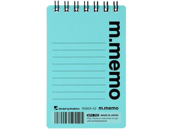 マルマン スパイラルノート エムメモ A7 6mm横罫 ライトブルー 50枚 1冊(ご注文単位1冊)【直送品】