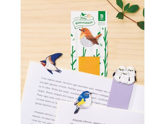 ヒサゴ BIRD BOOKMARKER 刺繍しおり シマエナガ(3羽) UTN180 1枚(ご注文単位1枚)【直送品】