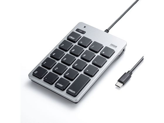 サンワサプライ USB2.0ハブ付テンキー NT-M18CUHSV 1個（ご注文単位1個）【直送品】