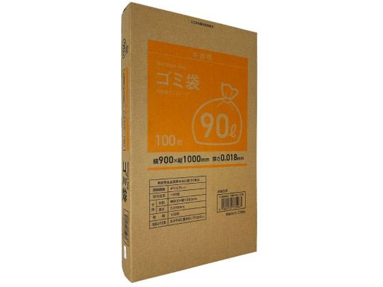 Forestway BOX型ゴミ袋薄手タイプ 半透明 90L 100枚 1箱(ご注文単位1箱)【直送品】