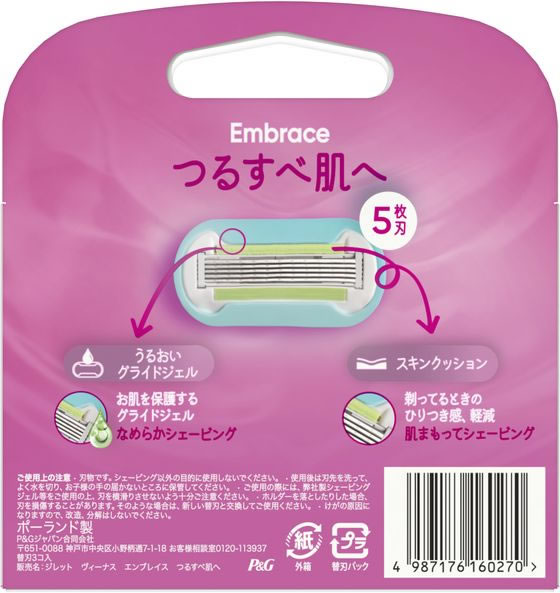 P&G ジレット ヴィーナス つるすべ肌 替刃 3個 1パック(ご注文単位1パック)【直送品】