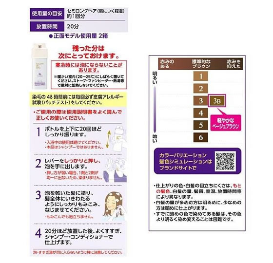 ダリヤ サロンドプロ 泡のヘアカラーEX(白髪用)3B 1個（ご注文単位1個）【直送品】