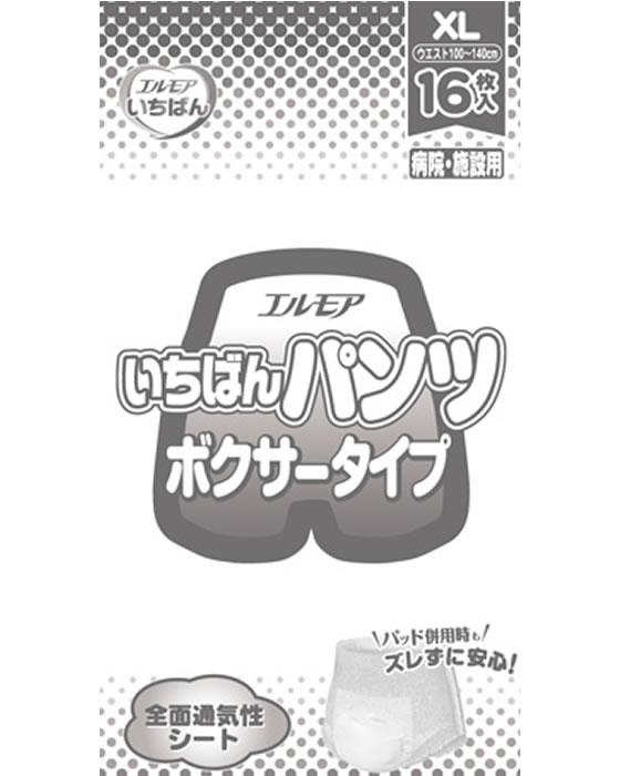 カミ商事 エルモアいちばん パンツ ボクサータイプ XL 16枚 1パック(ご注文単位1パック)【直送品】