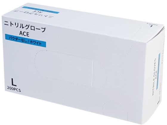 ファーストレイト ニトリルグローブACE ホワイト L 200枚 FR-5123 1箱(ご注文単位1箱)【直送品】