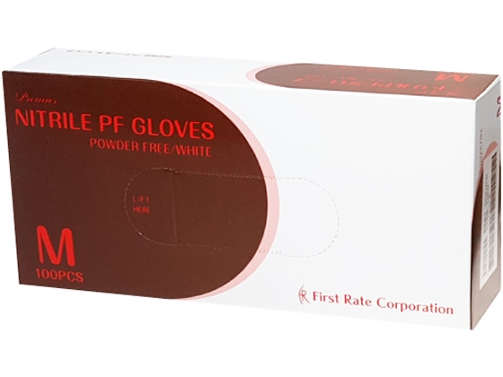ファーストレイト プレミア・ニトリルPFグローブ ホワイト M 100枚 FR-857 1箱(ご注文単位1箱)【直送品】