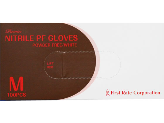 ファーストレイト プレミア・ニトリルPFグローブ ホワイト M 100枚 FR-857 1箱（ご注文単位1箱）【直送品】