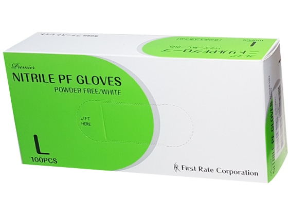 ファーストレイト プレミア・ニトリルPFグローブ ホワイト L 100枚 FR-858 1箱(ご注文単位1箱)【直送品】