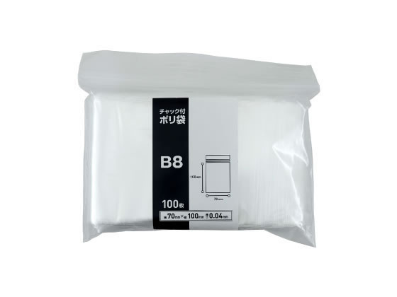 >Forestway チャック袋 0.04厚 B8 100×70mm 100枚 1袋(ご注文単位1袋)【直送品】