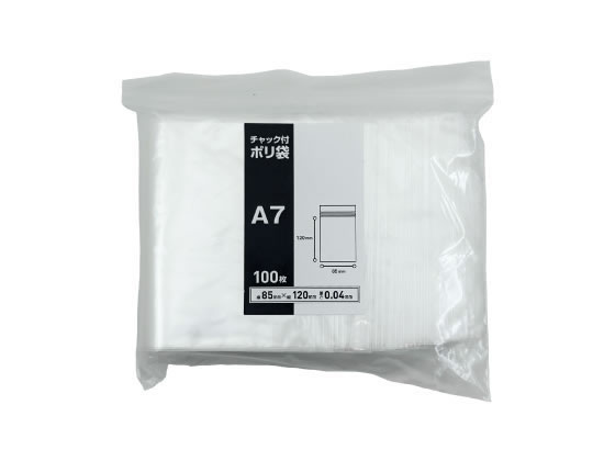 >Forestway チャック袋 0.04厚 A7 120×85mm 100枚 1袋(ご注文単位1袋)【直送品】
