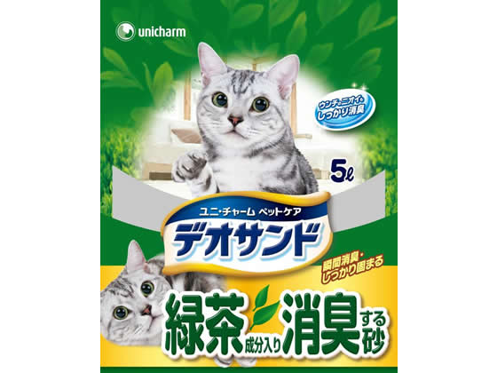 ユニチャーム デオサンド 緑茶成分入り 消臭する砂 5L 1袋（ご注文単位1袋）【直送品】
