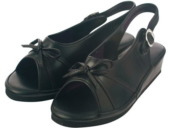 ファーストレイト リボンサンダル ブラック LL FR-427 1足(ご注文単位1足)【直送品】