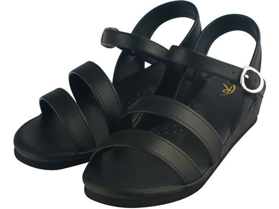 ファーストレイト 2バンドサンダル ブラック LL FR-581 1足(ご注文単位1足)【直送品】