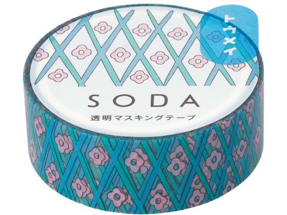 キングジム ソーダ 透明マスキングテープ フラワー CMT15-017 1巻（ご注文単位1巻）【直送品】