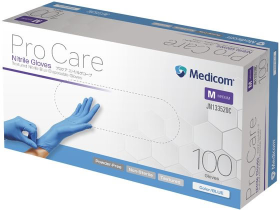 ARメディコム プロケアニトリルグローブ ブルー M 100枚入 JN133520C 1箱（ご注文単位1箱）【直送品】