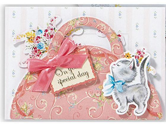 日本ホールマーク バースデーカード 立体 猫バッグ2 816001 1パック(ご注文単位1パック)【直送品】