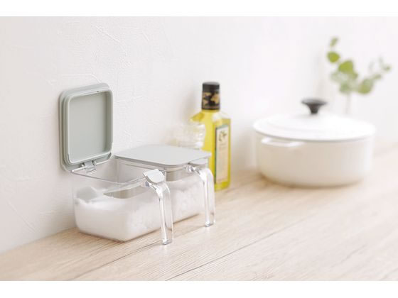 マーナ 調味料ポット ワイド グレー K775GY 1個(ご注文単位1個)【直送品】