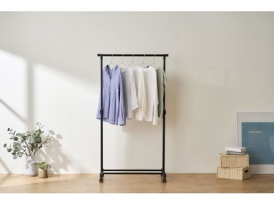 アイリスオーヤマ パイプハンガー シングルタイプ ブラック PE-E180R 1台(ご注文単位1台)【直送品】