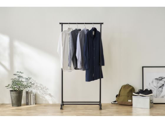 アイリスオーヤマ パイプハンガー シングルタイプ ブラック PE-E180R 1台(ご注文単位1台)【直送品】