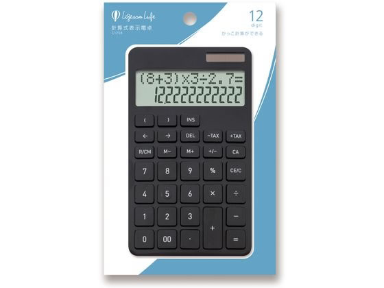 アスカ 計算式表示電卓 ブラック C1258BK 1台（ご注文単位1台）【直送品】