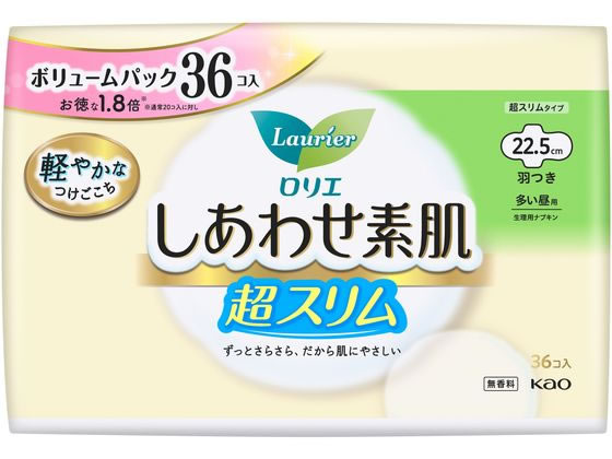 KAO ロリエ しあわせ素肌 超スリム 多い昼用22.5cm 羽付36個 1個(ご注文単位1個)【直送品】