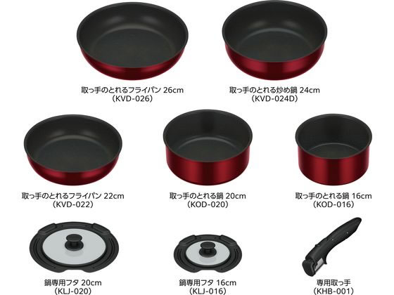 サーモス 取っ手のとれるフライパン8点セット IH・ガス対応 1箱（ご注文単位1箱）【直送品】