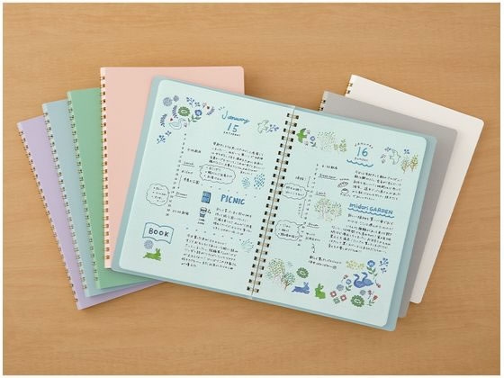 ミドリ(デザインフィル) リングノート[A5]カラー ドット方眼 紫 1冊（ご注文単位1冊）【直送品】