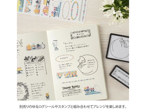 ミドリ(デザインフィル) ノート[B6]ゆるログ 方眼罫 2mm 15358006 1冊（ご注文単位1冊）【直送品】