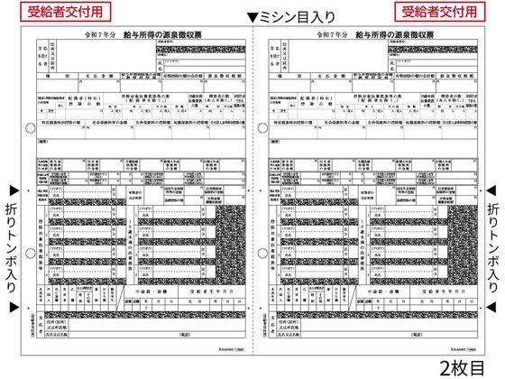 ヒサゴ 所得税源泉徴収票 A4 2面(2枚組) 100セット OP1195M 1冊(ご注文単位1冊)【直送品】