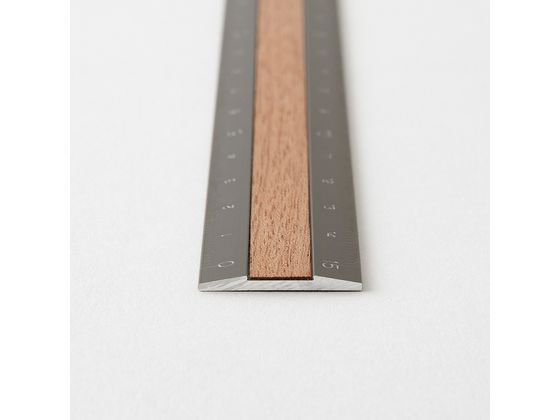 ミドリ(デザインフィル) アルミ&ウッド定規 15cm グレー 42304006 1個（ご注文単位1個）【直送品】