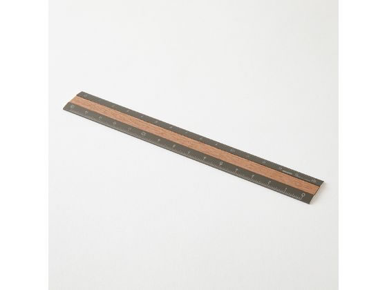 ミドリ(デザインフィル) アルミ&ウッド定規 15cm グレー 42304006 1個（ご注文単位1個）【直送品】