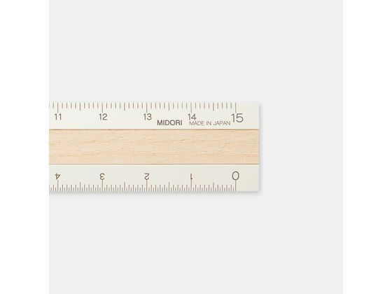 ミドリ(デザインフィル) アルミ&ウッド定規 15cm アイボリー 42305006 1個(ご注文単位1個)【直送品】
