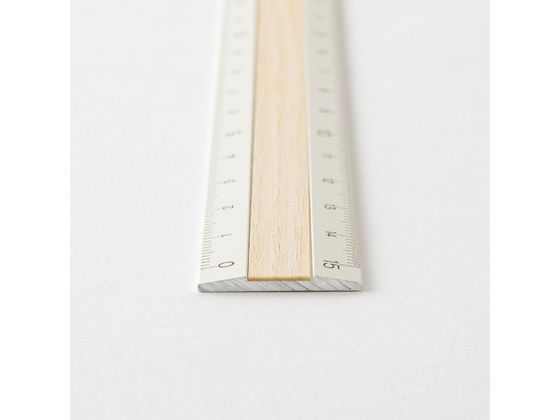 ミドリ(デザインフィル) アルミ&ウッド定規 15cm アイボリー 42305006 1個(ご注文単位1個)【直送品】