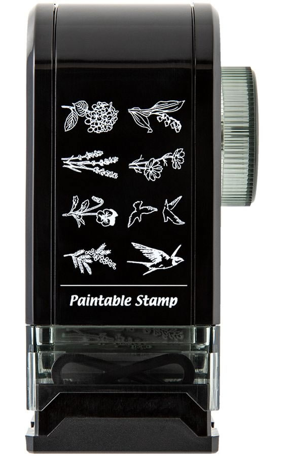 ミドリ(デザインフィル) スタンプ 回転印 ダイヤル 花とトリ柄 1個(ご注文単位1個)【直送品】