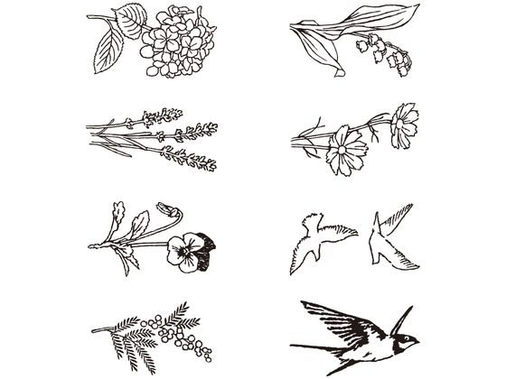 ミドリ(デザインフィル) スタンプ 回転印 ダイヤル 花とトリ柄 1個(ご注文単位1個)【直送品】