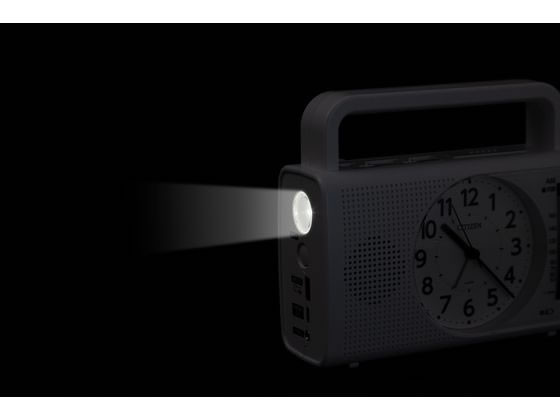 リズム 目覚まし時計 手回し充電ラジオライト付 4RQ002-003 1個(ご注文単位1個)【直送品】