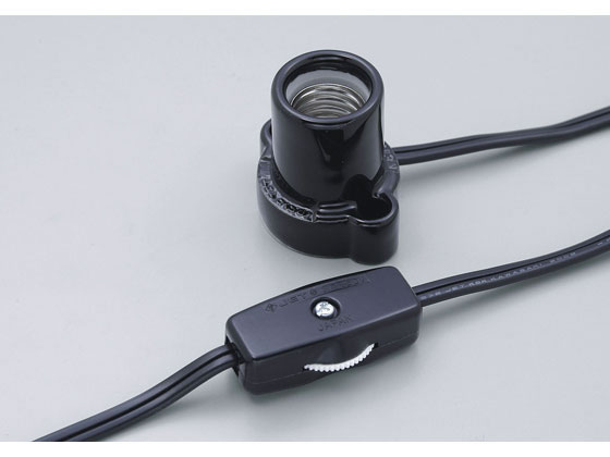 朝日電器 コード付ソケット E17口金 ブラック KP-M1715H(BK) 1パック(ご注文単位1パック)【直送品】