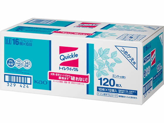 KAO トイレクイックル つめかえ用 10枚入×12パック 1箱(ご注文単位1箱)【直送品】