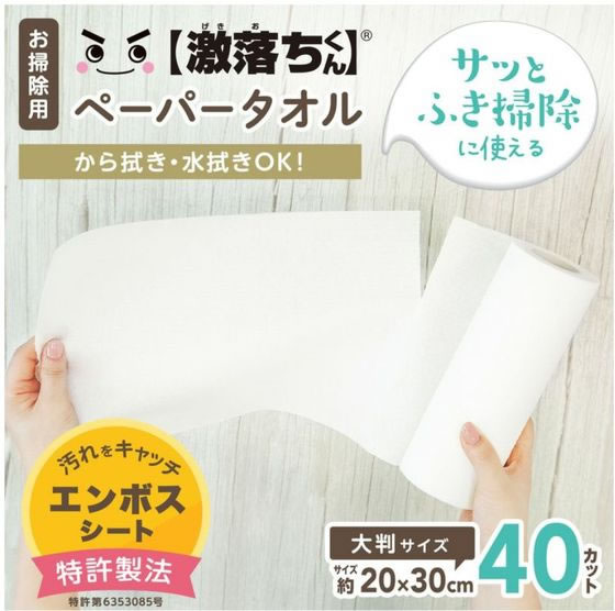 レック 激落ちくん ふき掃除 ペーパー大判 40カット S01053 1パック(ご注文単位1パック)【直送品】