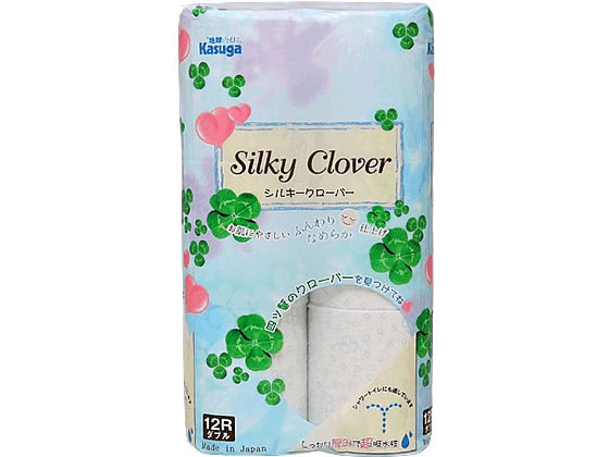 春日製紙 シルキークローバー ブルー ダブル 25m 12ロール 1ﾊﾟｯｸ（ご注文単位1ﾊﾟｯｸ）【直送品】