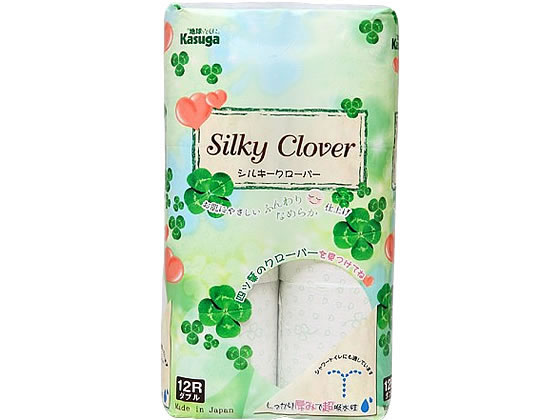 春日製紙 シルキークローバー グリーン ダブル 25m 12ロール 1ﾊﾟｯｸ（ご注文単位1ﾊﾟｯｸ）【直送品】